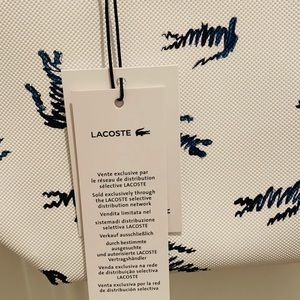 Lacoste shopping bag white split cow leather
